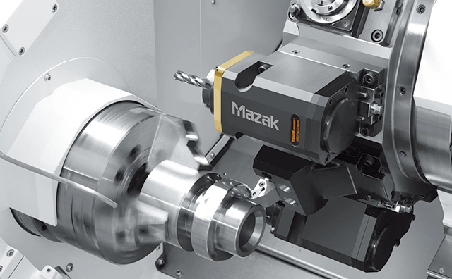 The Mazak built-in motor spindle can perform heavy duty machining of difficult machining materials or ferrous metals, as well as high speed machining of non-ferrous materials such as aluminum.